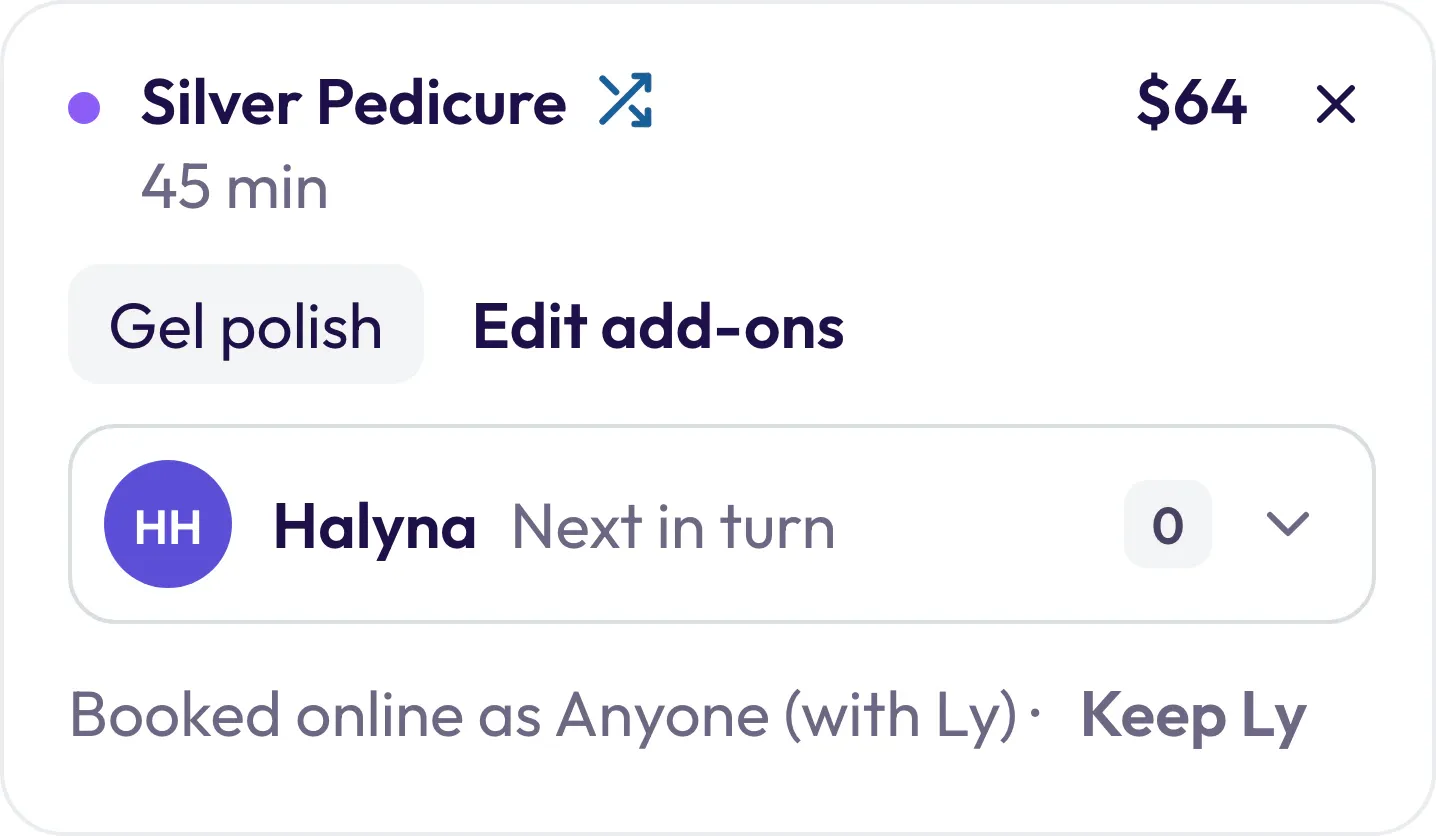 Turns visit ticket: booked online as Anyone with Ly, with a Keep Ly option